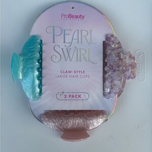 ProBeauty Pearl Swirl Claw-Style Hair Clips 3-Pack / NEW / cross posted